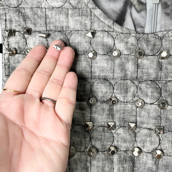 Erica Women’s Grey Quilted/ Studded/ Office Dress Large.. good condition. - Picture 2 of 11